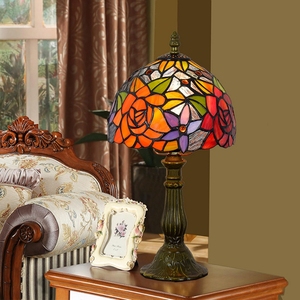 Dia20CM H36CM Tiffany Stained Glass Rose Bar Restaurant Bedroom Bedside Small <strong>Table</strong> Lamp American <strong>Dressing</strong> <strong>Table</strong> <strong>Lighting</strong> - Product Image 2