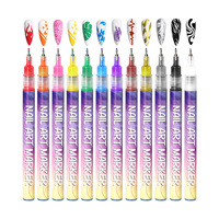 Stylo pour nail art avec tube à aiguille de 0,5 mm, pour graffiti, DIY, peinture d'ongles portable, peinture à la main, points, fleurs, lignes, pointes d'ongles en acrylique, affichage