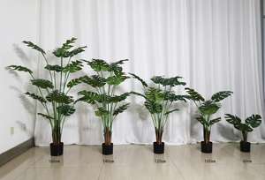 Faux aureca palmier vert Monstera bonsaï en plastique, fausses plantes d'olive artificielles pour la décoration intérieure et extérieure de la maison - Product Image 6