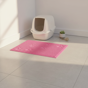 Tapis anti-perforation en PVC pour litière de chat avec empreintes de pattes, tapis confortable en plastique pour animaux de compagnie, tapis de nettoyage pour chat et chien - Product Image 1