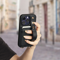 Étui de téléphone en cuir tout-en-un avec porte-cartes, dragonne et bandoulière, design mains libres pour iPhone Pro Max Duo