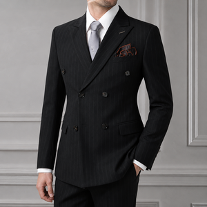 Abito da <span class=keywords><strong>sposo</strong></span> premium a doppio petto in stile italiano, due pezzi, con revers a punta e tessuto antipiega - Product Image 1