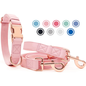 Custom Colors Personalized Luxury Fashion PU <b>Leather</b> <b>Dog</b> <b>Collar</b> & Leash with Rivet Eco-Friendly Breathable Adjustable - Product Image 1