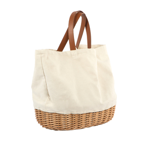 Panier de pique-nique pliable vintage Sac fourre-tout en osier écologique et réutilisable Design multifonction pour 2 personnes Sac à provisions de style rétro - Product Image 6
