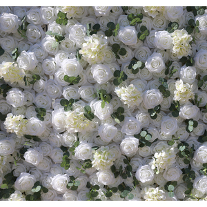 ฉากหลังดอกไม้ประดิษฐ์ผ้าไหมสีขาว กุหลาบ ไฮเดรนเยีย ใบยูคาลิปตัส ขนาด 8x8 ฟุต สำหรับงานแต่งงานและงานวันขอบคุณพระเจ้า - Product Image 3