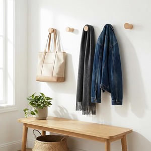 Gancho de Pared de Madera Natural para Colgar Toallas, Ropa y Sombreros, Hecho a Mano, Estilo Rústico - Product Image 4