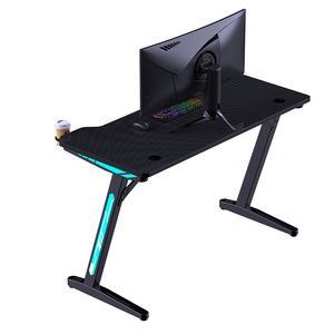 Personalizado ajustable RGB LED luces Gaming escritorio Metal y madera <span class=keywords><strong>Mesa</strong></span> <span class=keywords><strong>PC</strong></span> <span class=keywords><strong>Gamer</strong></span> ordenador <span class=keywords><strong>mesa</strong></span> con superficie de carbono portavasos - Product Image 5