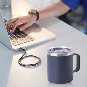 In Bulk Custom Insulated Double Wall Stainless Steel Ice Travel 14Oz <b>Coffee</b> Cup With Handle Lid and Straw - Product Image 2