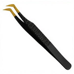 Nuevas Pinzas para Pestañas Antiguas, Rectas y Curvas de 45 y 90 Grados, de Acero Inoxidable, para Volumen y Mega Extensiones de Pestañas, con Logotipo Personalizado OEM - Product Image 5