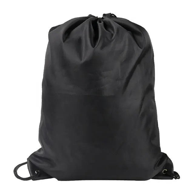 Bolsa de ginástica do poliéster do oem/mm, bolsa preta personalizada da cordão para o esporte