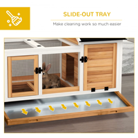 Clapier Premium en Bois pour Lapins, Intérieur/Extérieur, Spacieux, avec Enclos en Maille, Étanche, Plateau Coulissant Facile à Nettoyer