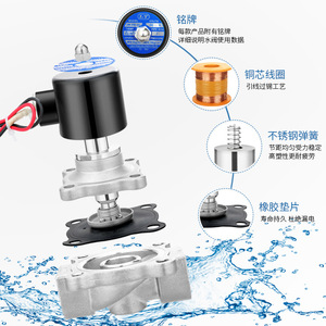 Vanne solénoïde en acier inoxydable 220V 1/2 pouce pour le contrôle de l'eau, fonctionnement électrique à température normale - Product Image 1
