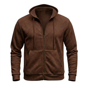 Veste à capuche zippée personnalisée pour homme, sweat-shirt décontracté à manches longues avec poche avant pratique, vêtements en gros - Product Image 1