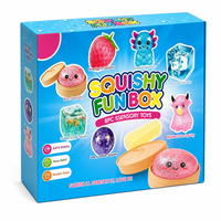 Boîte surprise Squishy Fun Box 8 pièces, jouets sensoriels doux et extensibles, styles aléatoires, anti-stress, ensemble cadeau, collection colorée