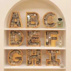 Gran oferta, 26 letras del alfabeto inglés, <span class=keywords><strong>cajas</strong></span> <span class=keywords><strong>de</strong></span> dinero personalizadas, lindo diseño <span class=keywords><strong>de</strong></span> animales DIY, Huchas <span class=keywords><strong>de</strong></span> madera para niños, regalos <span class=keywords><strong>de</strong></span> cumpleaños - Product Image 4
