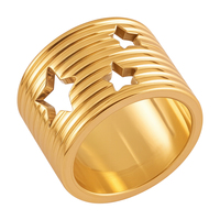 2026 Neue Modetrends Damen-Schmuck 18k Vergoldeter Edelstahl Breiter Sternförmiger Ring