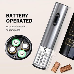 Tire-bouchon électrique automatique en acier inoxydable, fonctionnant à piles sèches, avec 5 outils écologiques, coffret cadeau magnétique noir - Product Image 3