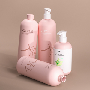 Flacon vide en HDPE de 500 ml et 1000 ml pour cosmétiques, shampoing, gel <span class=keywords><strong>douche</strong></span>, lotion, sérum, avec pompe et bouchon à vis, personnalisable avec logo. - Product Image 1