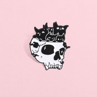 Vente en gros d'usine pour Halloween : Pin's de revers en métal émaillé personnalisé, motif chat noir mignon, crâne, squelette, animaux gothiques