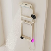 Petit panier à dos douche salle de bain ensemble de douche affichage numérique température ensemble de douche 360 degrés pistolet gris cuivre