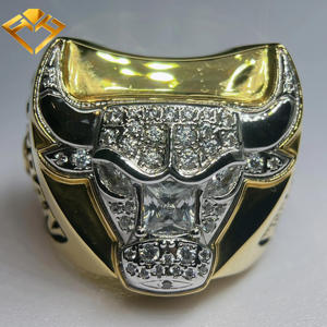 Bague de championnat de <span class=keywords><strong>basketball</strong></span> FH Jordan 1997, style pop européen et américain, commémorative, nostalgique, classique, en cuivre OEM, bague de mode - Product Image 1