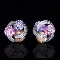 CAOSHI-pendientes de circonia cúbica AAA para mujer, aretes redondos de cristal, joyería Multicolor