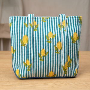 Bolso Tote Acolchado 100% Algodón para Mujer con Bolsillo, Cierre de Cremallera y Cadenas, para Uso Diario en Primavera/Invierno, Color Amarillo Sólido, a la Moda - Product Image 1