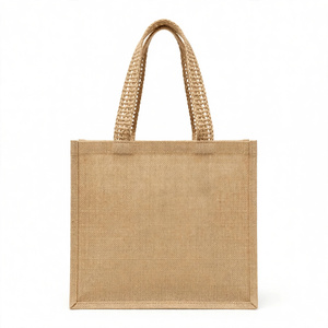 Sac fourre-tout en jute naturel de qualité supérieure avec poignées en corde, sac de courses écologique, sac fourre-tout au design personnalisé - Product Image 5
