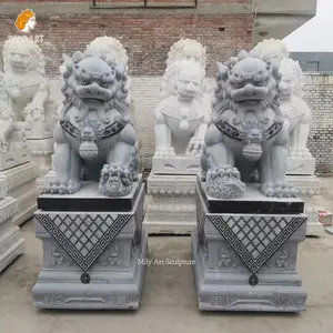 Life Size Decoration High Quality Traditional Natural Stone Granite Chinese Foo Dog Marble Lion Statue