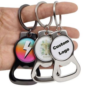 Custom Logo Printed Durable Zinc Alloy Beer Bottle Opener <b>Keyring</b> <b>Cute</b> Key Chain with Dual Function As Keyholder & Bar Tool - Product Image 1