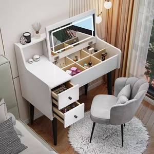 Modern Makeup Vanity With Lighted Mirror Integrated Desk For Bedroom Adult Use - Product Image 1