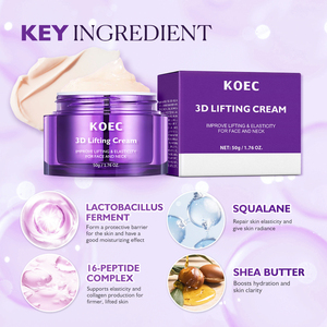 Creme Facial Noturno KOEC 3D Lifting com Peptídeos para Rugas, Hidratante Profundo com Ácido Hialurônico Vegano Coreano - Product Image 4