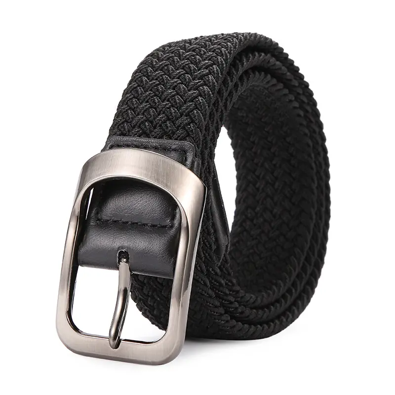 Cintura lavorata a maglia all'ingrosso personalizzata in tessuto Unisex di cotone cintura da Golf regolabile da uomo elasticizzato cintura intrecciata elastica