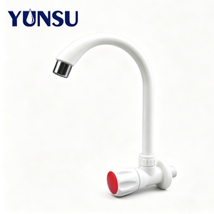 Robinet de cuisine en plastique blanc à montage sur plan, avec cartouche en céramique, style minimaliste, facile à installer pour usage domestique - Product Image 5