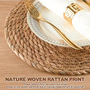 Tovagliette Rotonde Intrecciate Artigianali in <span class=keywords><strong>Paglia</strong></span> Naturale e Erba Marina da 40 CM, Stile Vintage Classico, per Uso Domestico - Product Image 4