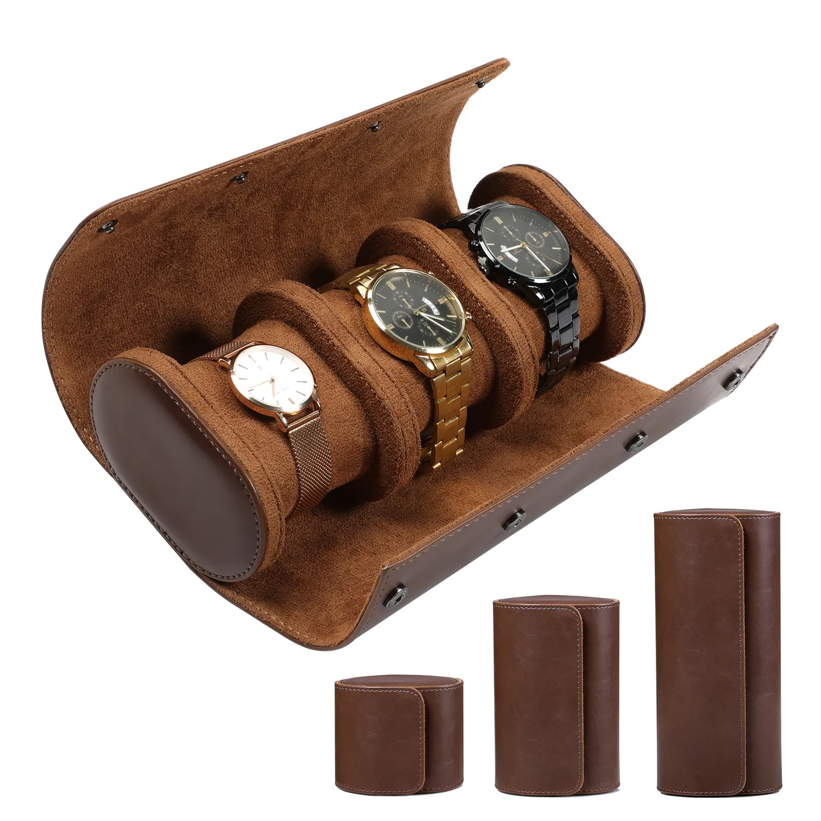 MAVOBO Conjunto de embalagens para presente Caixa de relógio de couro luxuosa preta Caixas de relógios masculinos