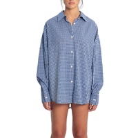 Blouses boutonnées surdimensionnées personnalisées chemises à carreaux vichy marine chemisiers vichy pour femmes chemises polo chemises en coton