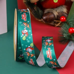Pita Hadiah Kreatif 100% Poliester 25mm untuk Dekorasi Natal, Desain Pohon Natal Cetak Digital, Grosir Lintas Negara - Product Image 3