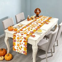 Bannière de Thanksgiving en tissu d'automne, chemin de table, décoration de fête, décoration murale pour la maison, motif dinde, citrouille, feuilles de récolte, pour festival d'automne