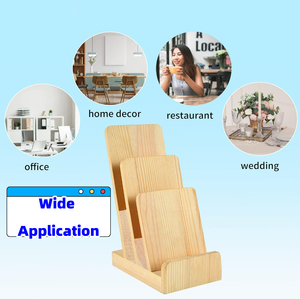 Haute qualité 2 pièces 3 niveaux pin bois <span class=keywords><strong>littérature</strong></span> titulaire bureau présentoir livre affichage pour Magazine brochure - Product Image 5