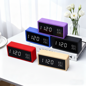 Modern Bamboo Digital Led Alarm Clock With Backlight And Snooze Function <b>For</b> Home Office Study <b>Desk</b> <b>Accessories</b> - Product Image 1