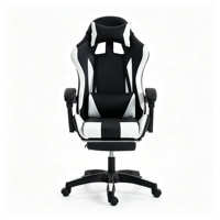 Chaise de jeu en cuir PU, mousse haute densité, ergonomique, inclinable, repose-pieds réglable, appui-tête réglable, chaise pivotante de course, pivotement à 360 degrés