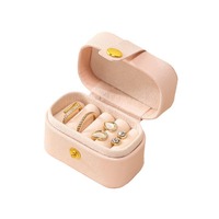 Boîte à bijoux miniature rose, étui portable pour bagues, organisateur de boucles d'oreilles, boîte de rangement en cuir PU pour cadeau de mariage