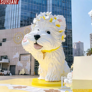 Patung Dekoratif Maskot Pusat Perbelanjaan Luar Ruangan Ramah Lingkungan, Ukuran Besar, Elegan, Terbuat dari Fiberglass, Buatan Tangan, Anjing West Highland - Product Image 1
