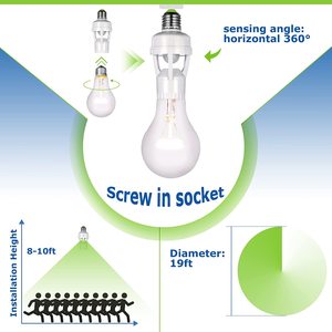 <span class=keywords><strong>Smart</strong></span> E26/<span class=keywords><strong>E27</strong></span> Détecteur de mouvement Prise de lumière Dawn Dusk Activated Lamp Holder Adapter Screw Bulb Outlet Catégorie de produit Lamp Bases - Product Image 6