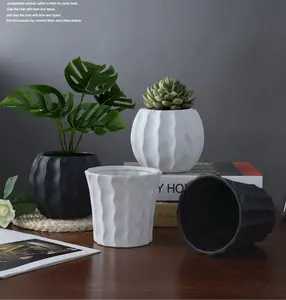 Pot Bunga Keramik Pot Kreatif Pot Keramik Pabrik Pot Keramik Hitam dan Penanam Putih