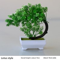 Plante artificielle en pot de lotus bonsai, décoration de bureau intérieure, centre de table en plastique de 19 cm pour tables basses