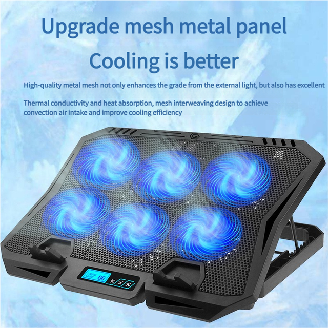 X6 Ultra-Thin Double Fans Laptop Cooler Plastic Stand 33mm Height W/ Fan Speed Display 70mm 2200RPM USB 5V 0.07A in Stock