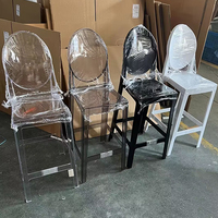 Chaises de bar modernes en acrylique transparent de luxe pour l'intérieur et l'extérieur