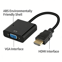 Adaptateur HDMI vers VGA 1080P, convertisseur VGA 1080P plaqué or compatible avec les boîtiers TV Android 4K et les projecteurs, commutateur vidéo